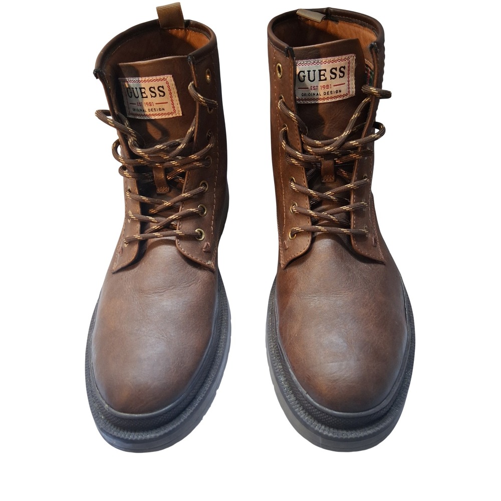 Guess GMCITIZEN-C Mens Brown Faux Leather Combat Lug Sole Lace Up Boots Size 11